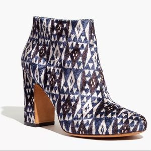MADEWELL Nealy velvet ankle boot patterned bootie